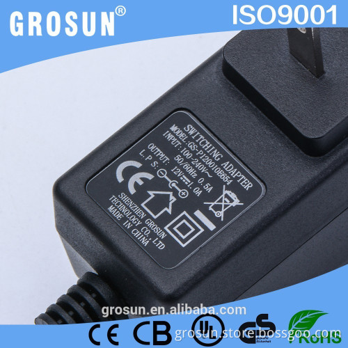 Alibaba Supplier US Plug AC DC Power Adapter 12W Wall Type 12V 1A AC DC Adapter with CE/UL/FCC Certificate